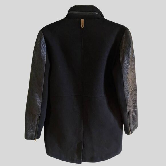 Mackage Moto Coat Jacket Women's Size XS Black Wool Leather Winter Quilted Chic - Picture 3 of 16